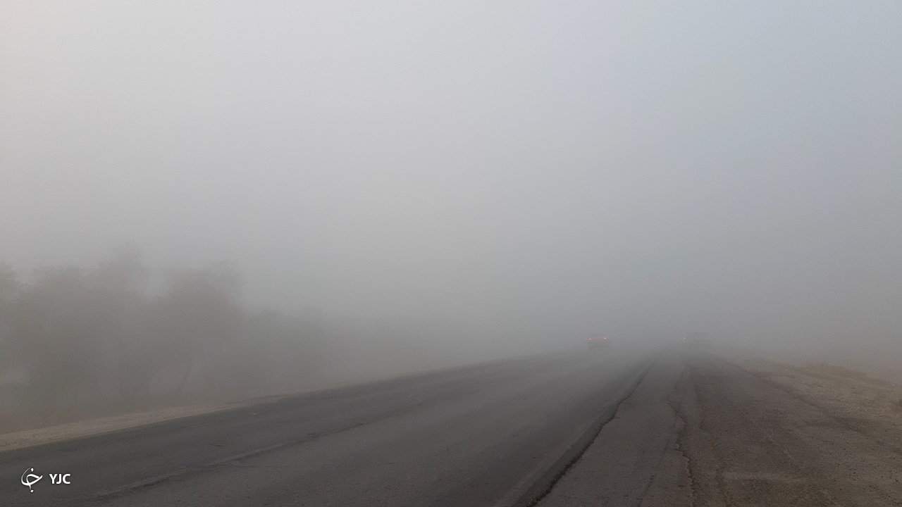 مه غلیظ صبحگاهی در جاده برازجان - بوشهر