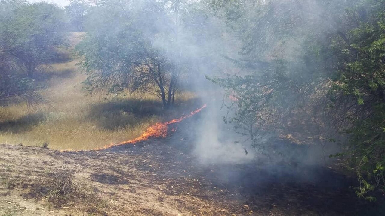 مهار آتش سوزی در جنگل نوده خاندوز آزادشهر