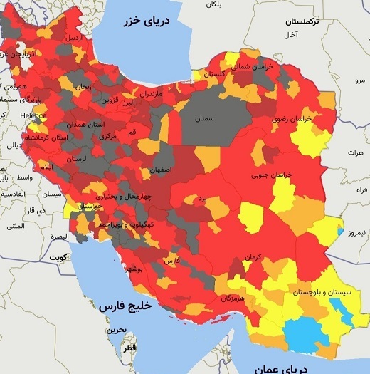 نقشه قرمز کرونایی