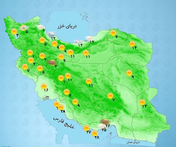 کاهش ۱۰ درجه&zwnj;ای دما در شمال کشور