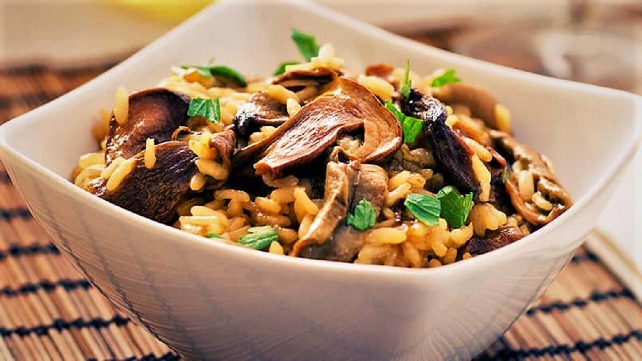 طرز تهیه قارچ پلو + فیلم