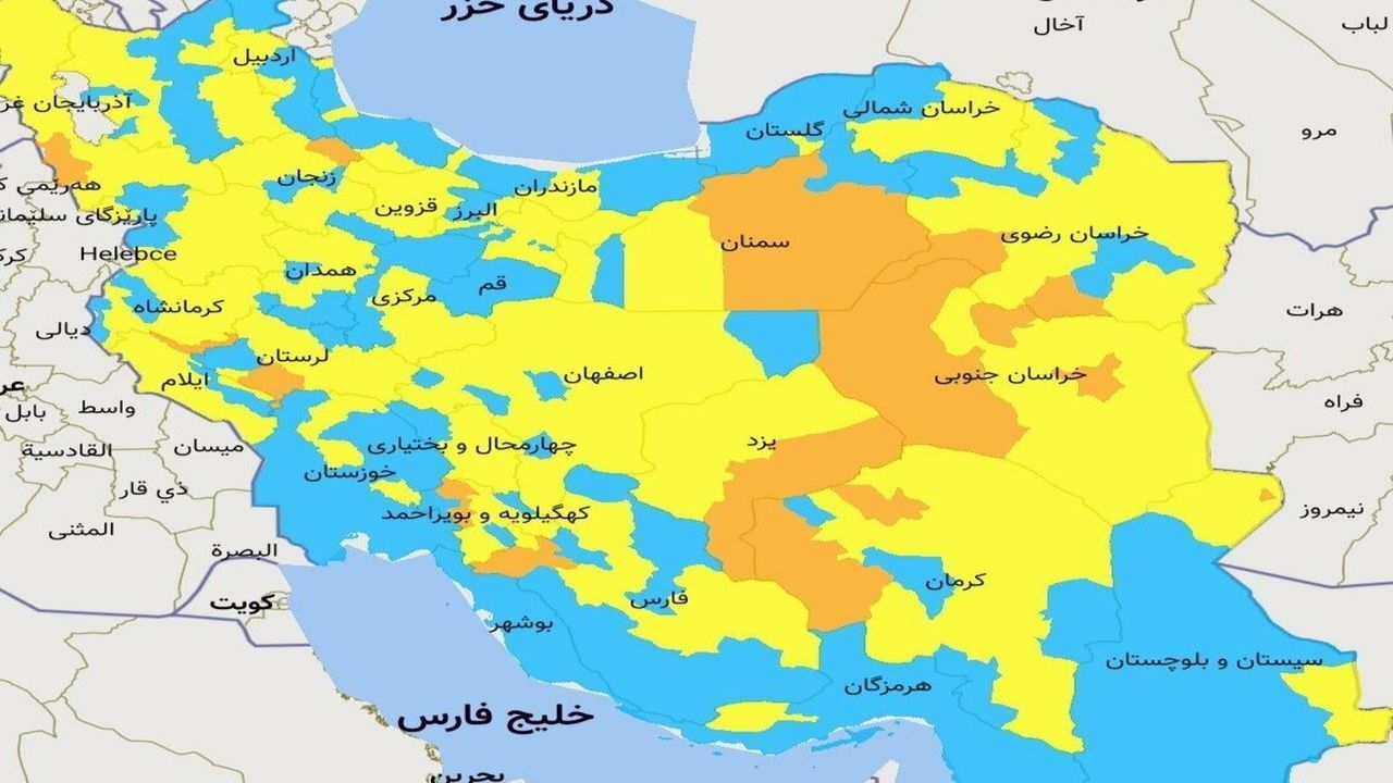 نقشه جدید رنگ بندی کرونایی گلستان از شنبه ششم آذر