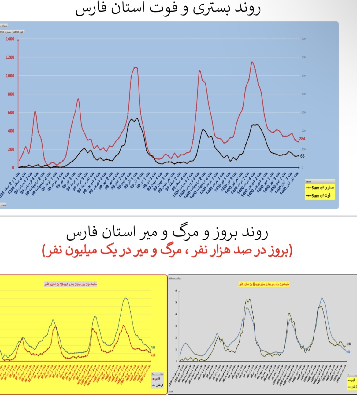 وضعیت بستری و فوتی استان&zwnj; فارس