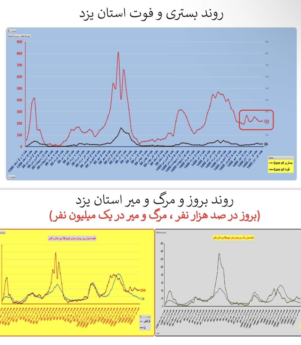 وضعیت بستری و فوتی استان&zwnj; یزد