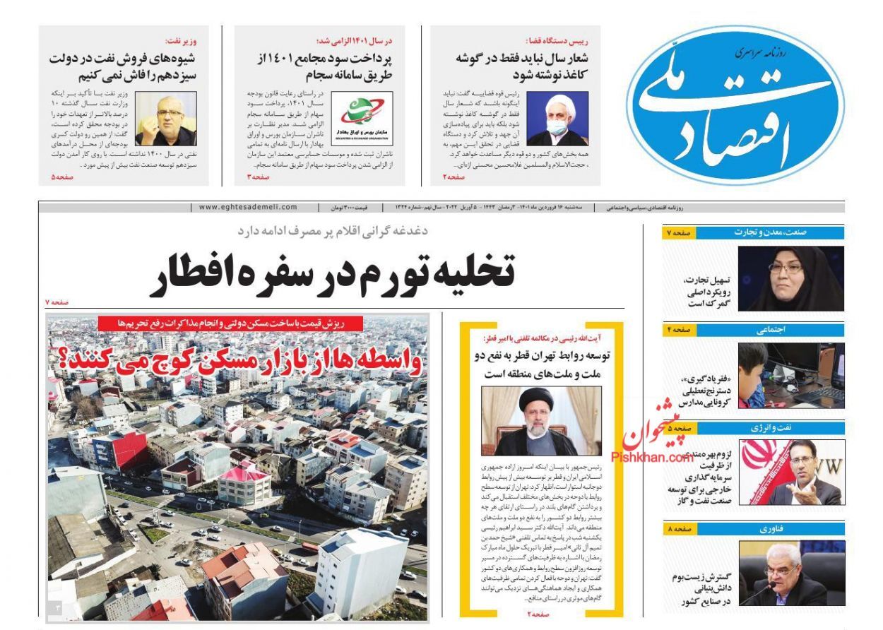 پیش بینی ریزش قیمت مسکن در سال ۱۴۰۱/ ۳۰درصد لوازم یدکی خودرو در بازار تقلبی و قاچاق است/ هزینه سفره افطار چقدر تمام می&zwnj;شود؟