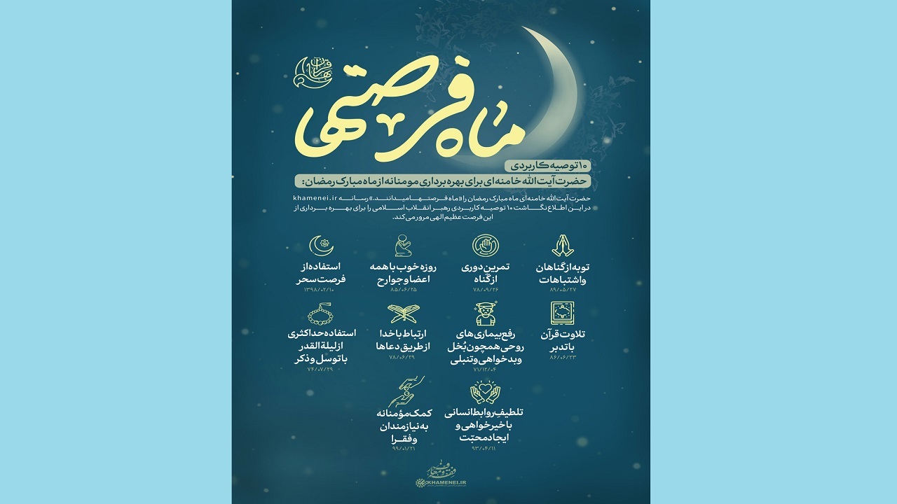 ۱۰ توصیه رهبر معظم انقلاب برای استفاده بهتر از ماه رمضان