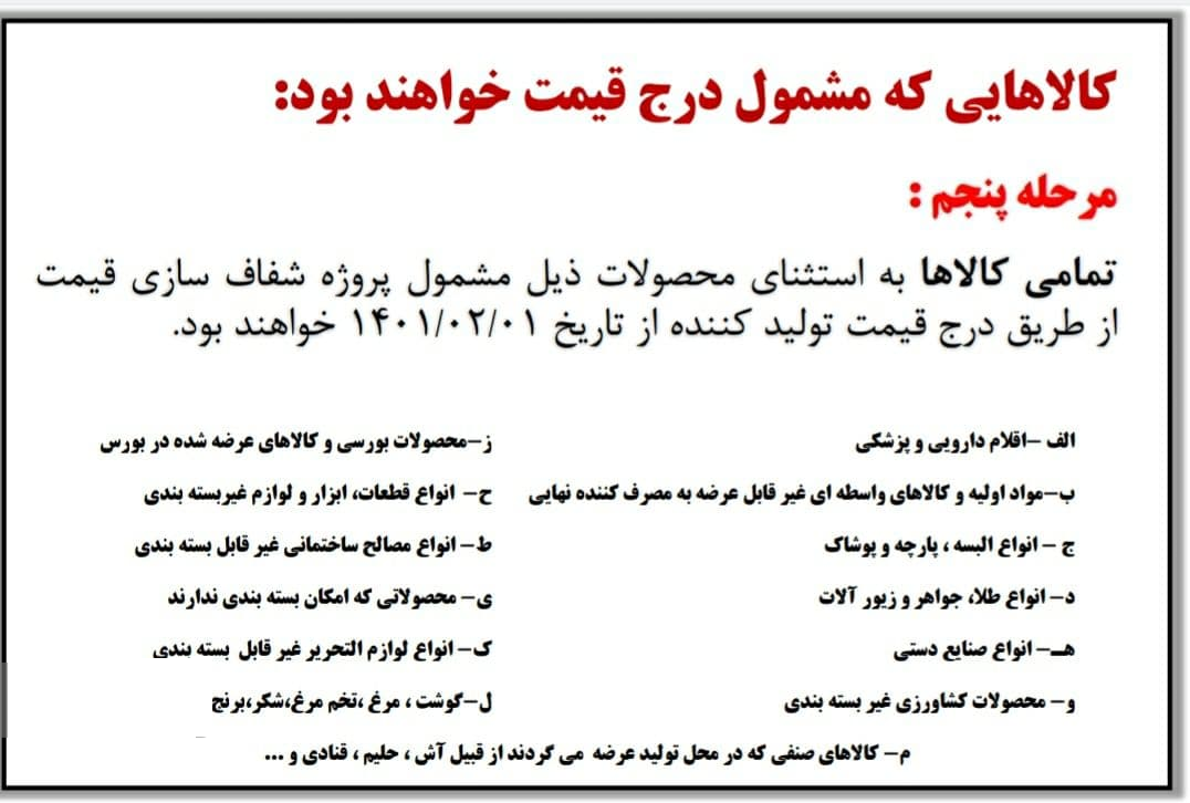 کالا&zwnj;هایی که مشمول درج قیمت نمی&zwnj;شود+ فهرست کالا&zwnj;ها