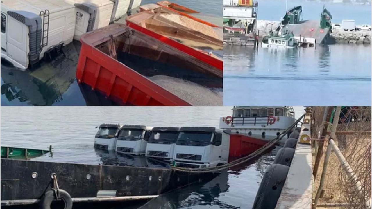 سقوط  لندیگرافت در دریا با چهار تریلی در بندرعباس