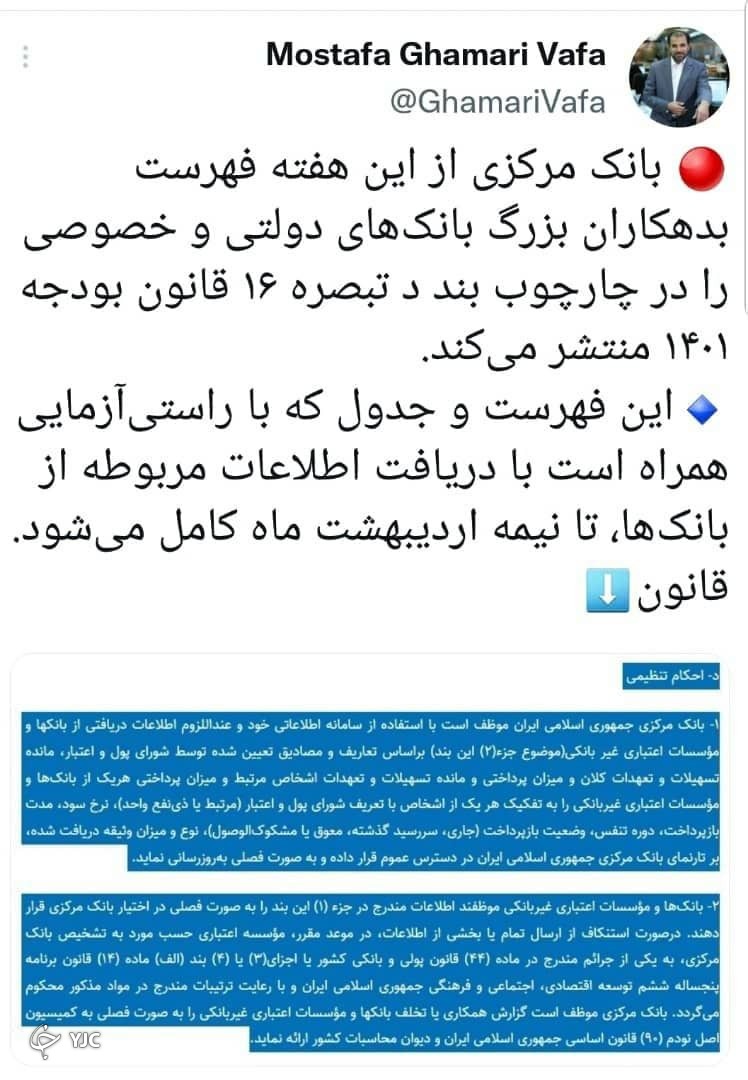 انتشار فهرست ابربدهکاران بانکی تا نیمه اردیبهشت کامل می&zwnj;شود