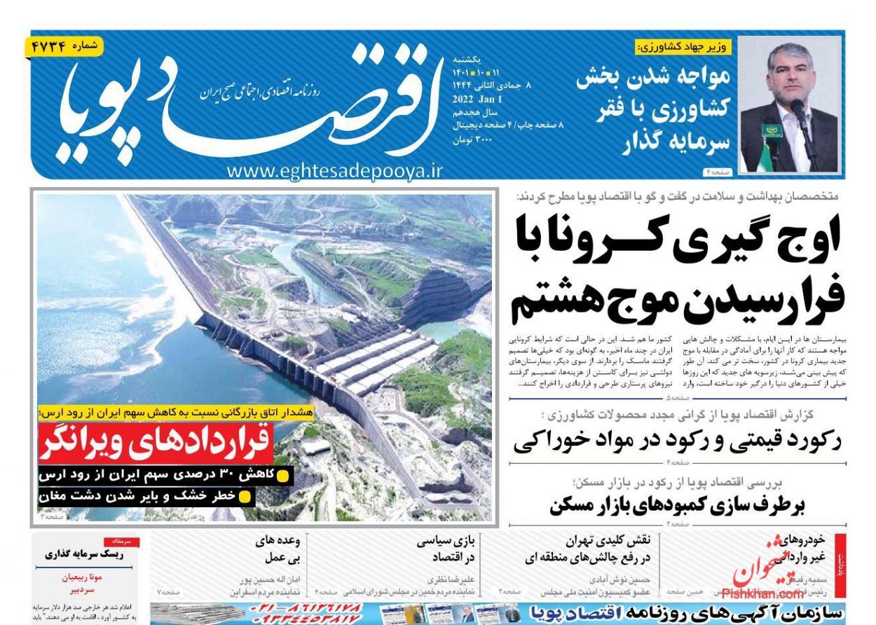 صفحه نخست روزنامه اقتصاد پویا