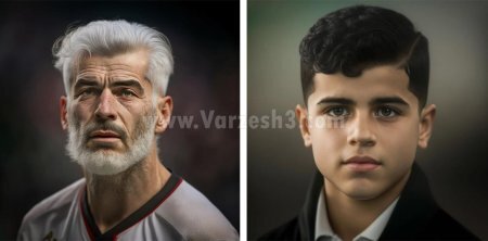 طراحی تصاویر کودکی و کهنسالی بازیکنان ایرانی با هوش مصنوعی