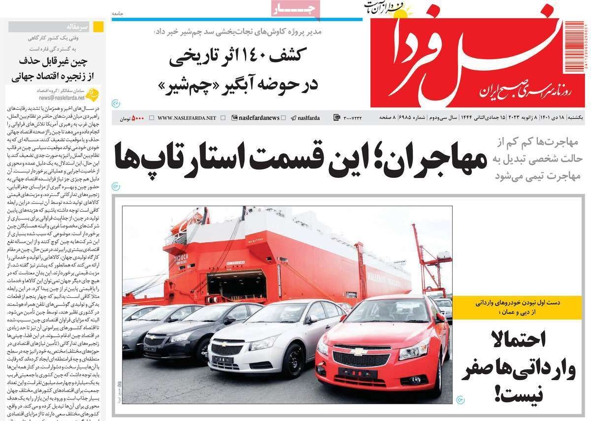 نیم صفحه نخست روزنامه&zwnj;های اصفهان - یکشنبه ۱۸ دی