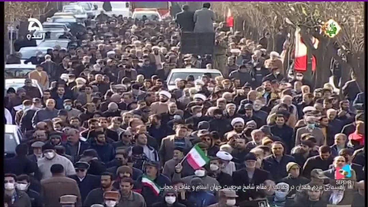 انعکاس راهپیمایی مردم همدان در قاب رسانه ملی