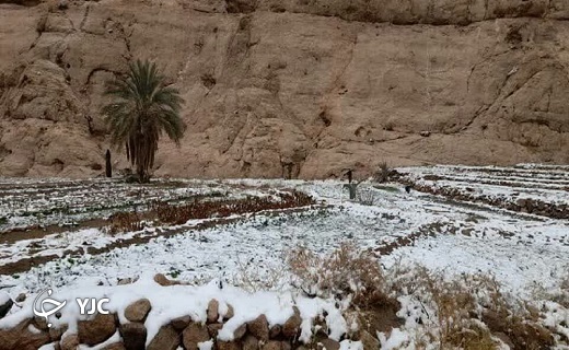 طبیعت بکر و کوهستانی روستای قطرم بافق در یک روز برفی+ تصویر