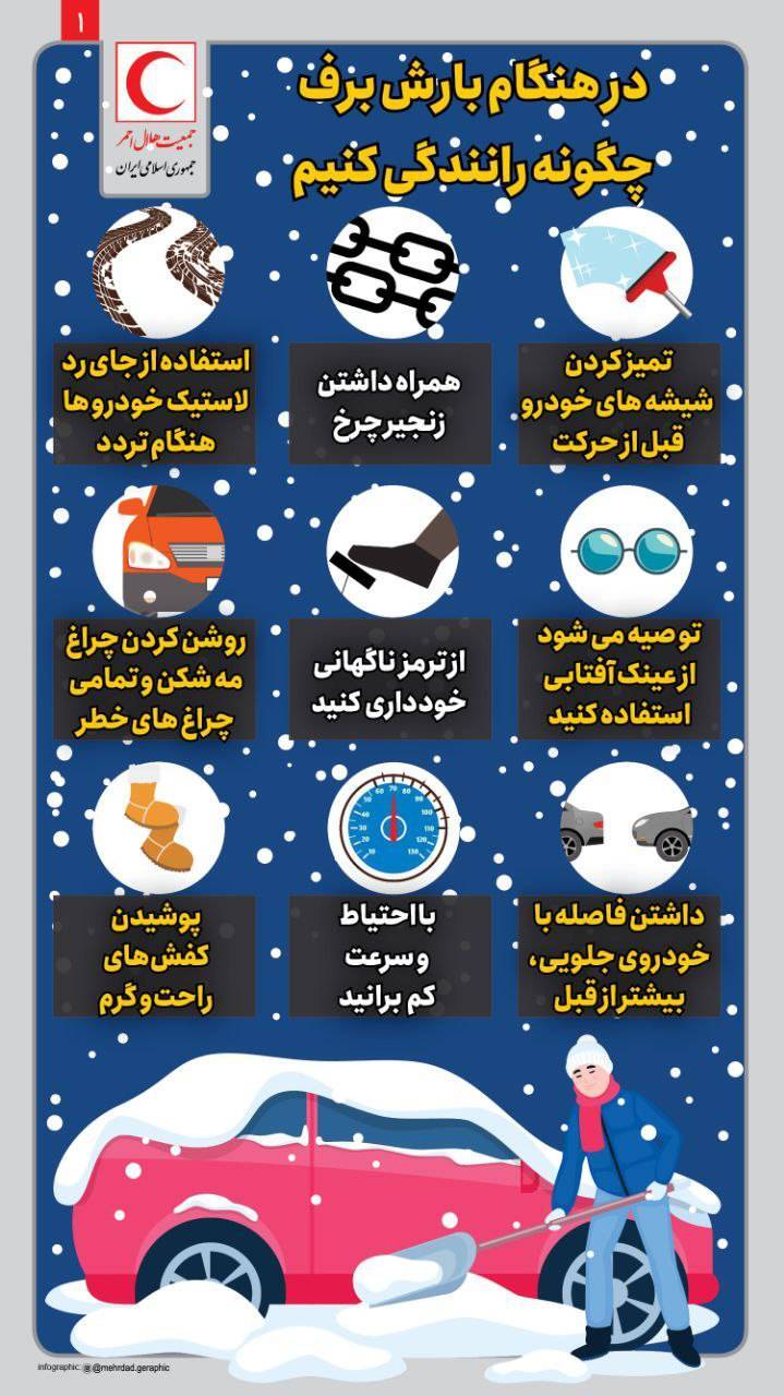 نکات مهم هنگام رانندگی در برف