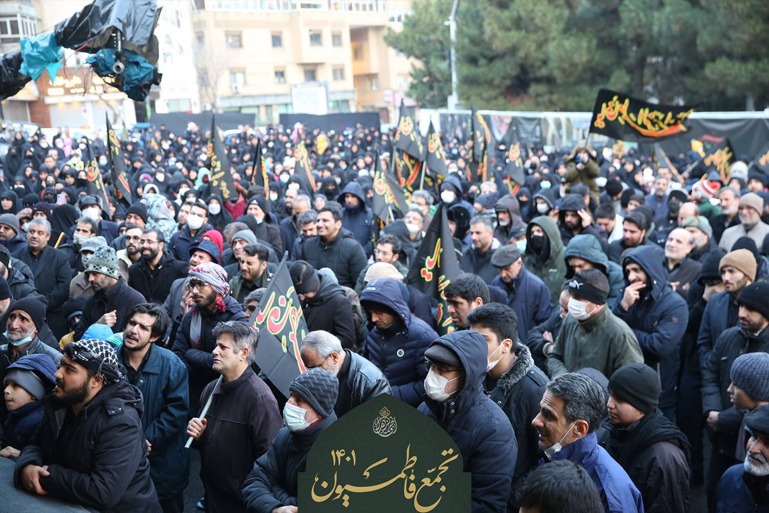 تصاویری از تجمع فاطمیون در سعادت آباد تهران
