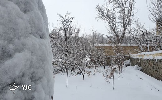 بارش برف در روستای دره شیر یزد+ تصاویر