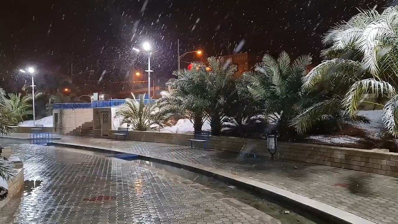 نخلستان‌های خوروبیابانک سفیدپوش شد