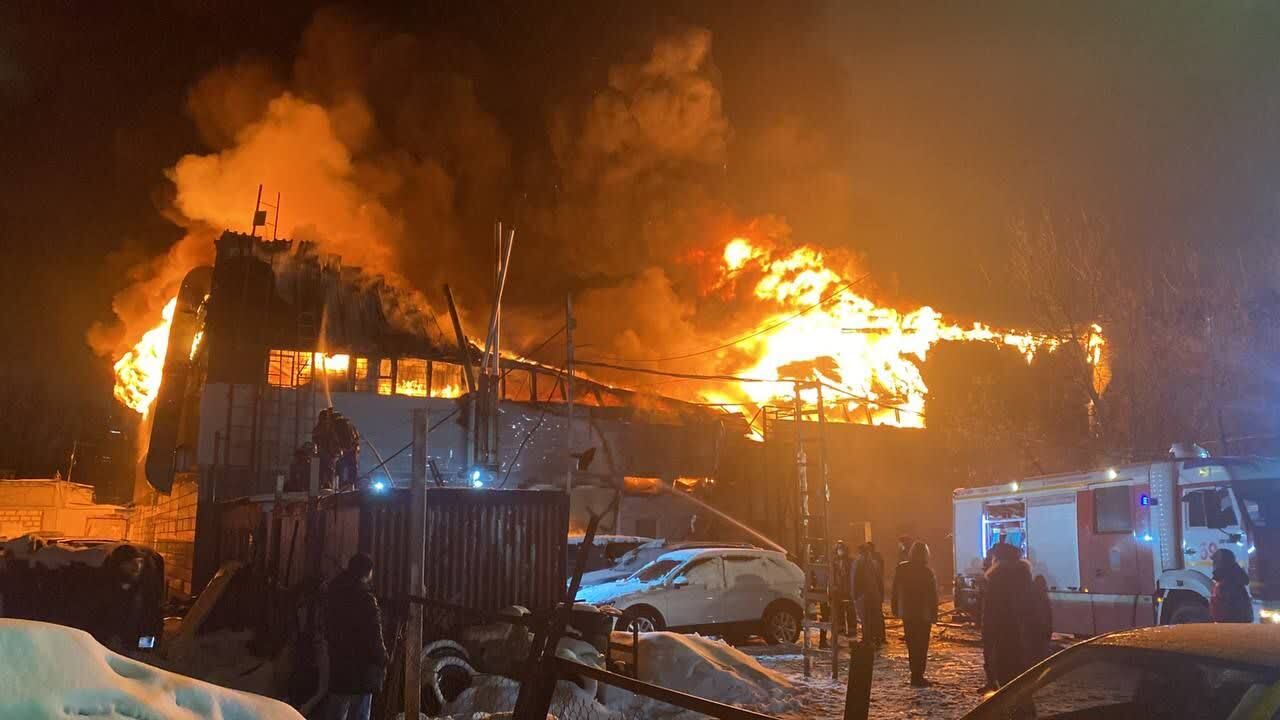 آتش‌سوزی در مسکو + فیلم
