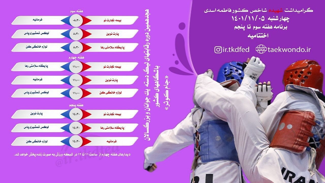 بیمه تجارت نو مازندران بخت قهرمانی لیگ تکواندو بانوان کشور