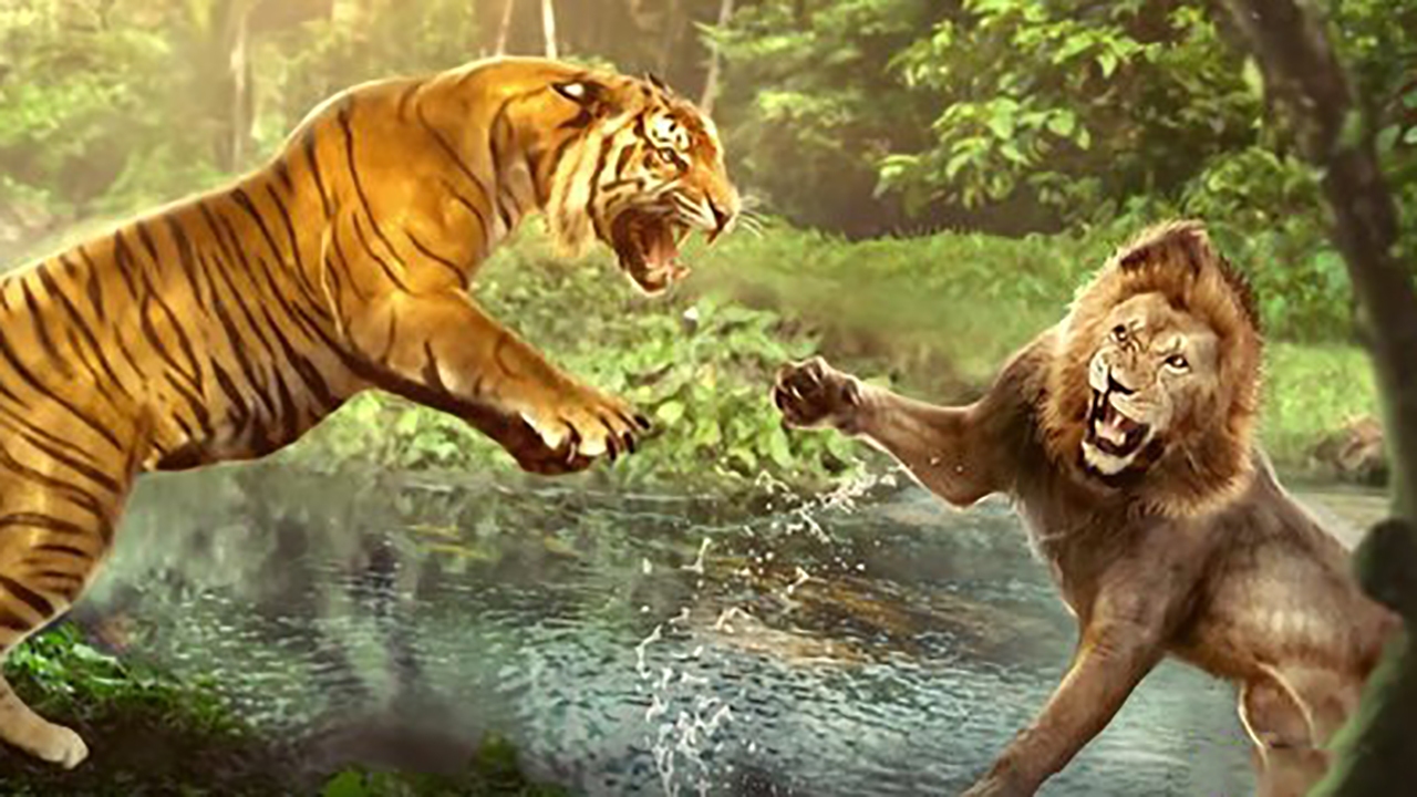 میانجی‌گری یک سگ در دعوای شیر و ببر + فیلم