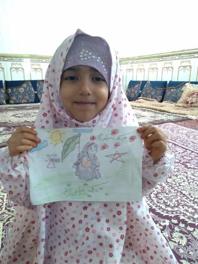 نقاشی دختر بچه برای سپاه
