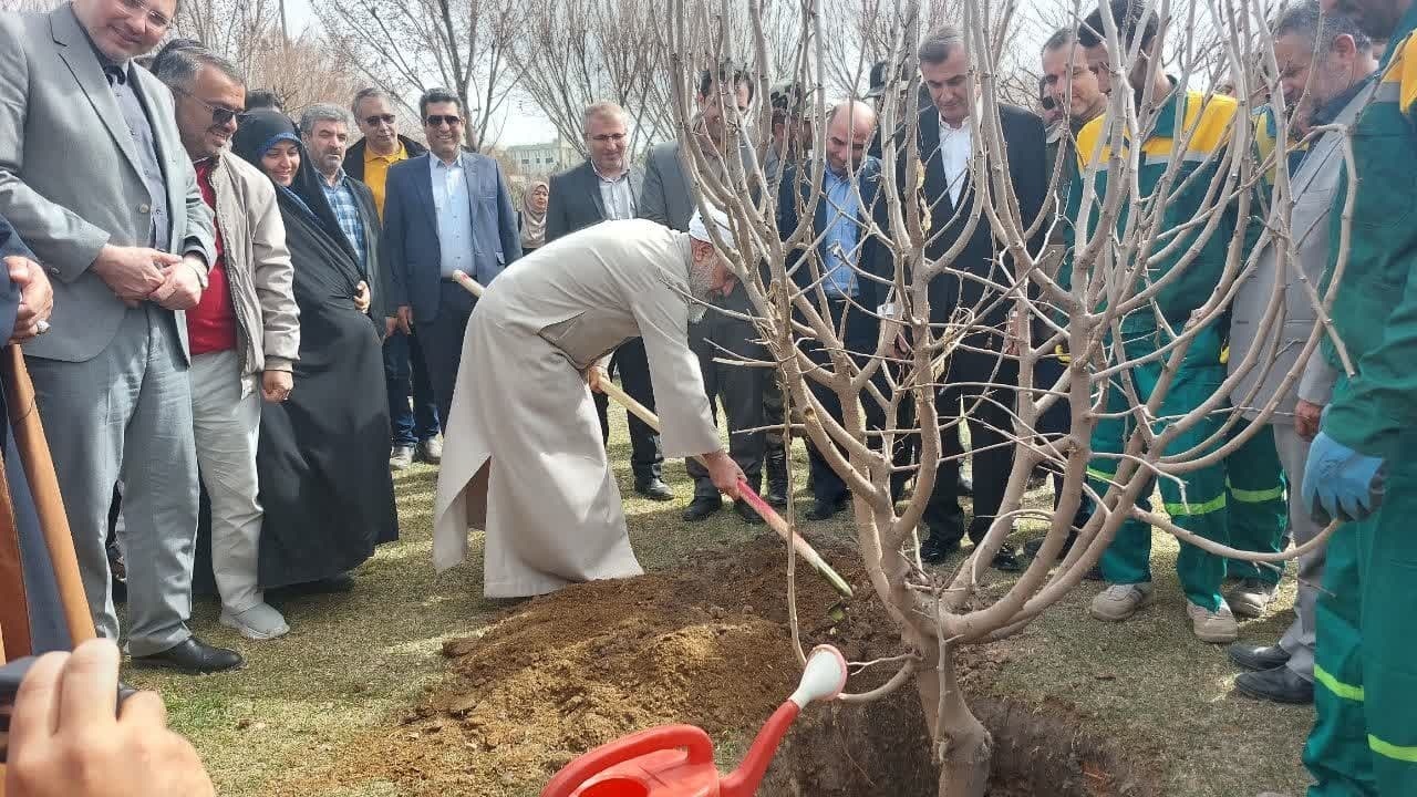 غرس نهال به مناسبت هفته درختکاری در قزوین