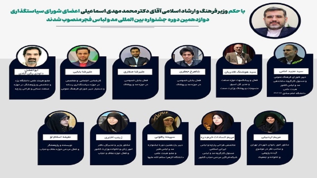 معرفی شورای سیاست‌گذاری دوازدهمین جشنواره مد و لباس