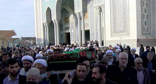 تشییع و خاکسپاری پیکر همسر شهید مطهری در قم