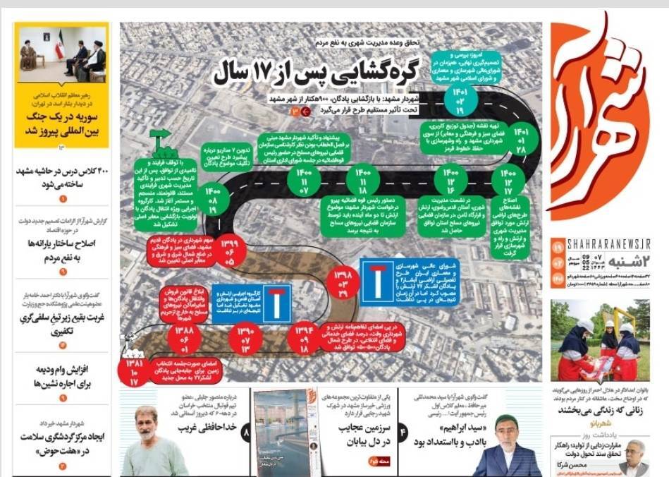 نیم صفحه نخست روزنامه&zwnj;های خراسان رضوی - یک شنبه ۱۹ اردیبهشت