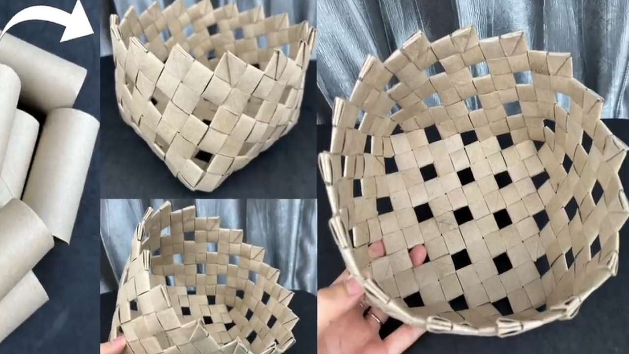 ساخت سبد با لوله دستمال کاغذی + فیلم