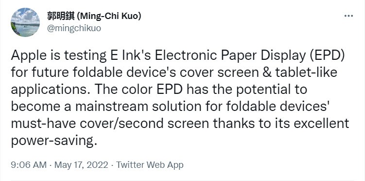 گوشی تاشو اپل با نمایشگر E Ink ثانویه