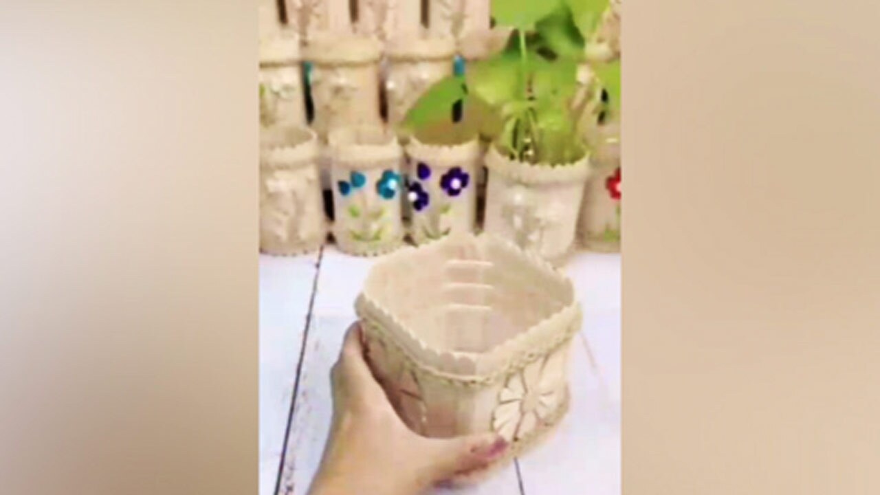 ساخت گلدان با چوب بستنی + فیلم