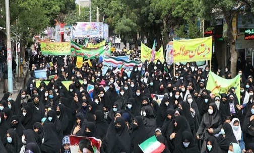 فریاد مرگ برآمریکا و مرگ بر اسرائیل مردم آذربایجان شرقی در روز جهانی قدس