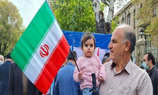 فریاد مرگ برآمریکا و مرگ بر اسرائیل مردم آذربایجان شرقی در روز جهانی قدس