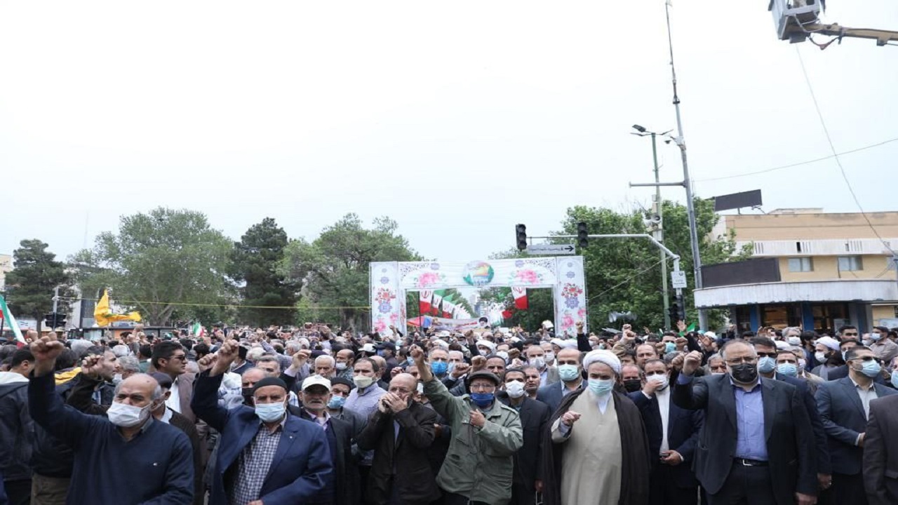 طنین صدای مرگ بر اسراییل مردم قزوین در روز قدس+ فیلم