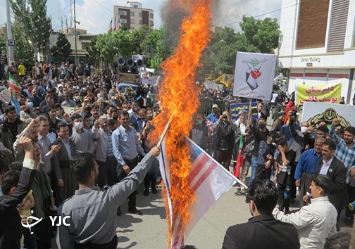 پرچم سهیونیست ها به آتش کشیده شد