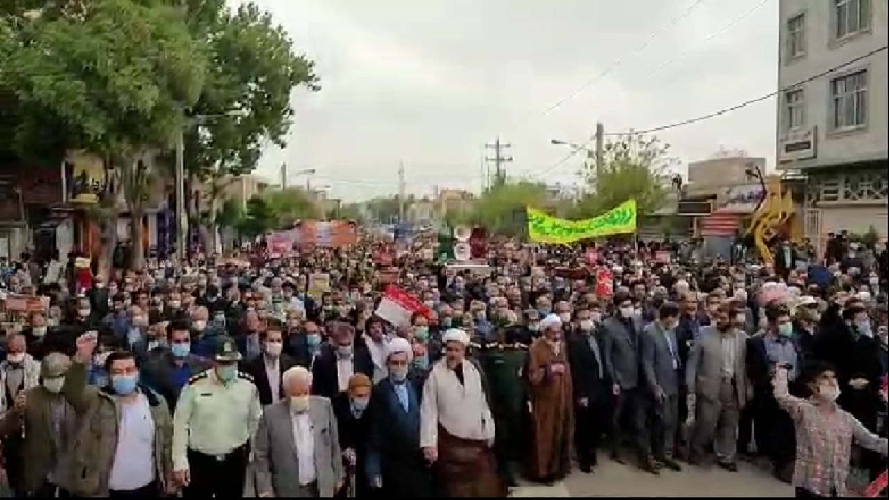 مردم دیار شهدای ابوذر در راهپیمایی روز قدس شرکت کردند+فیلم