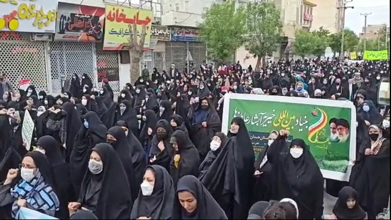 شرکت مردم شهید پرور ملایر در راهپیمایی روز قدس +فیلم