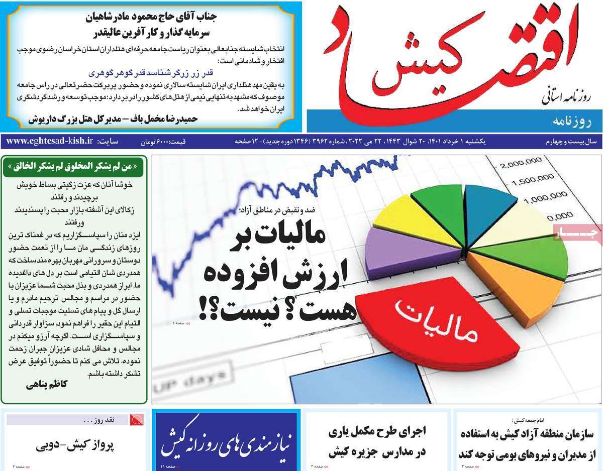 صفحه نخست روزنامه&zwnj;های استانی - یکشنبه ۱ خرداد