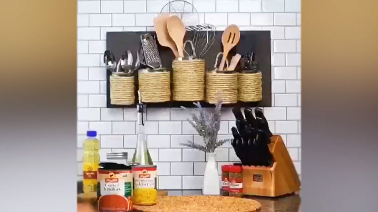 ساخت جای قاشق و چنگال با قوطی‌های فلزی + فیلم