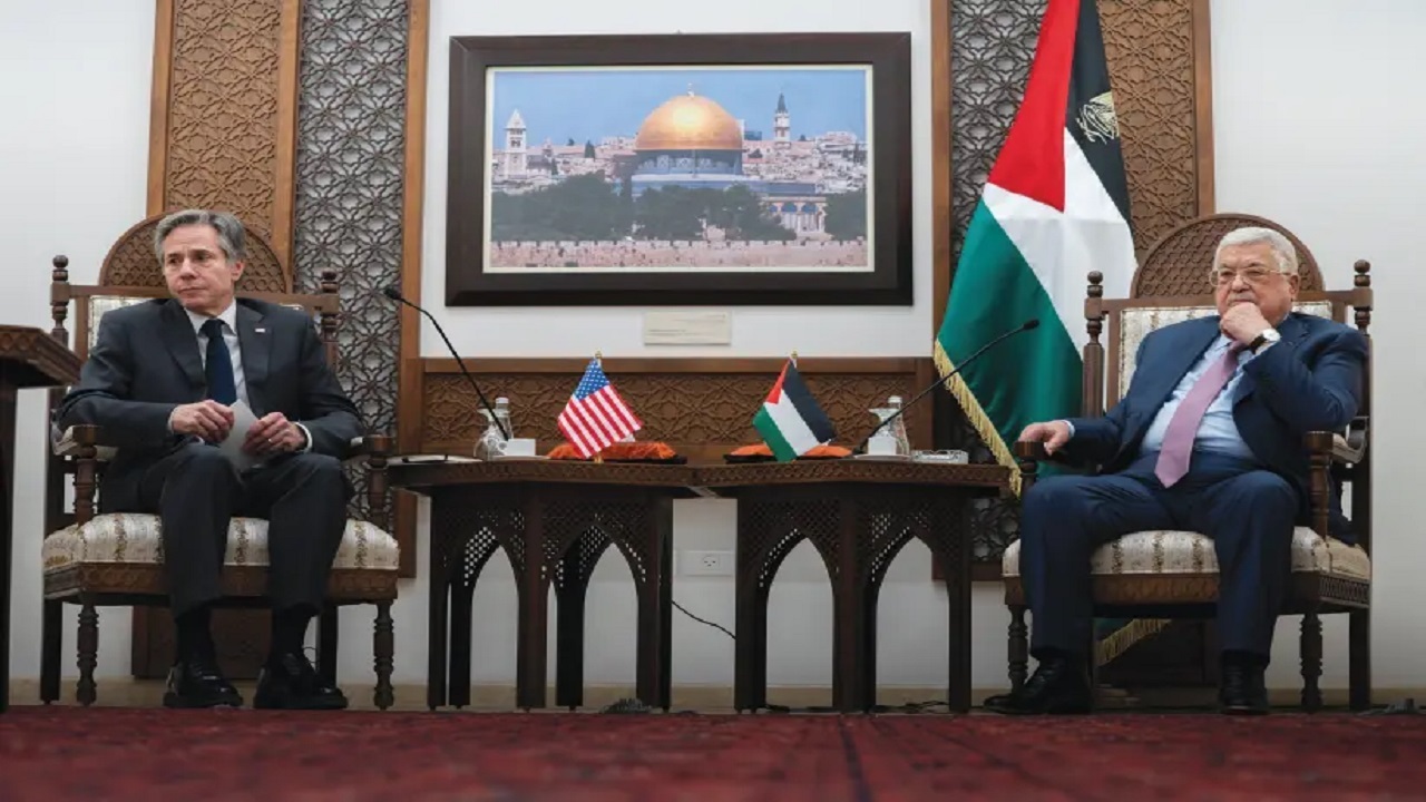 گفتگوی وزیر خارجه آمریکا با محمود عباس