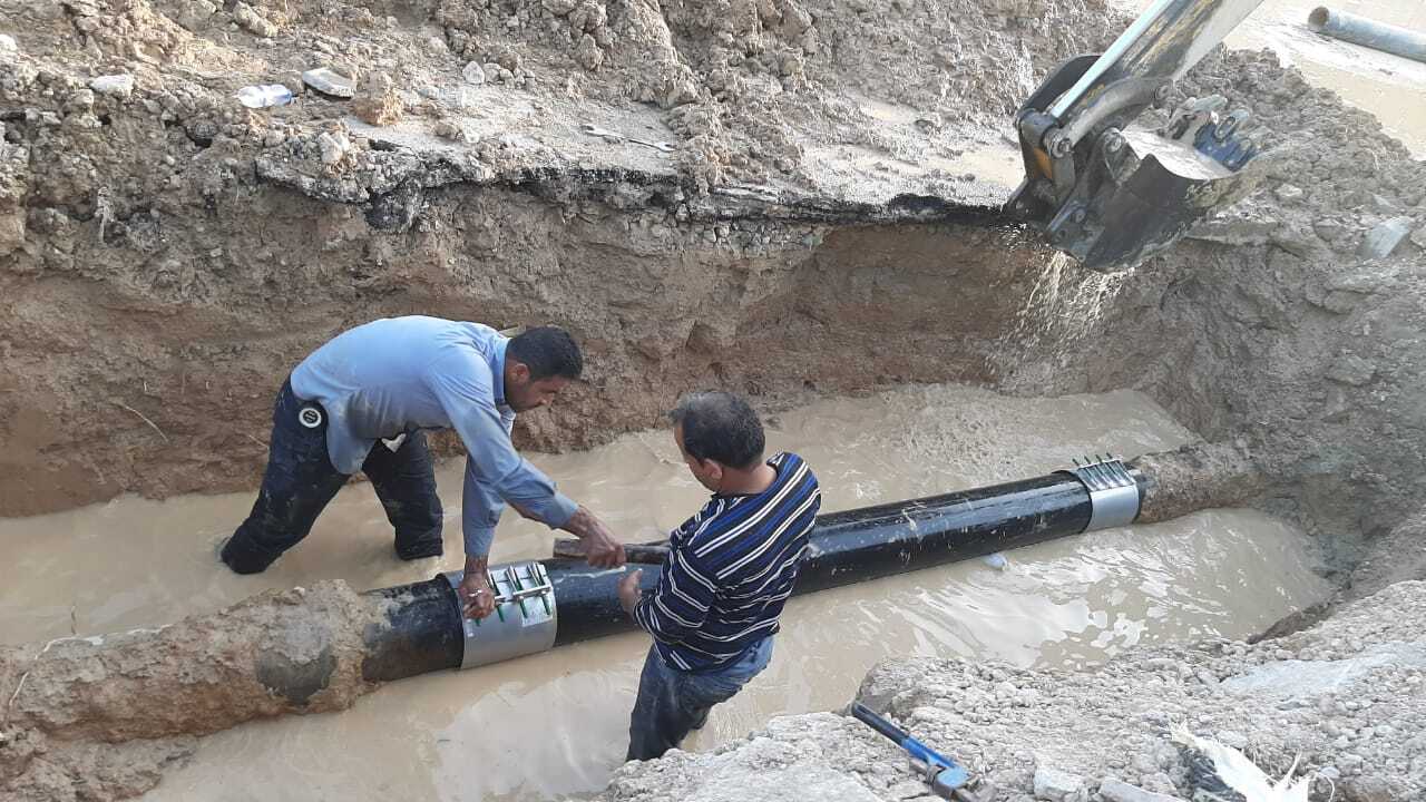 تعمیر شکستگی لوله ۶ اینچ آزبست