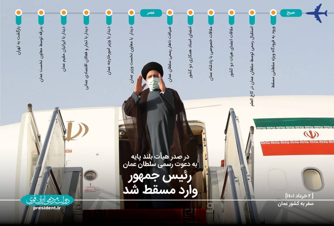 سلطان عمان به استقبال حجت&zwnj;الاسلام رئیسی رفت