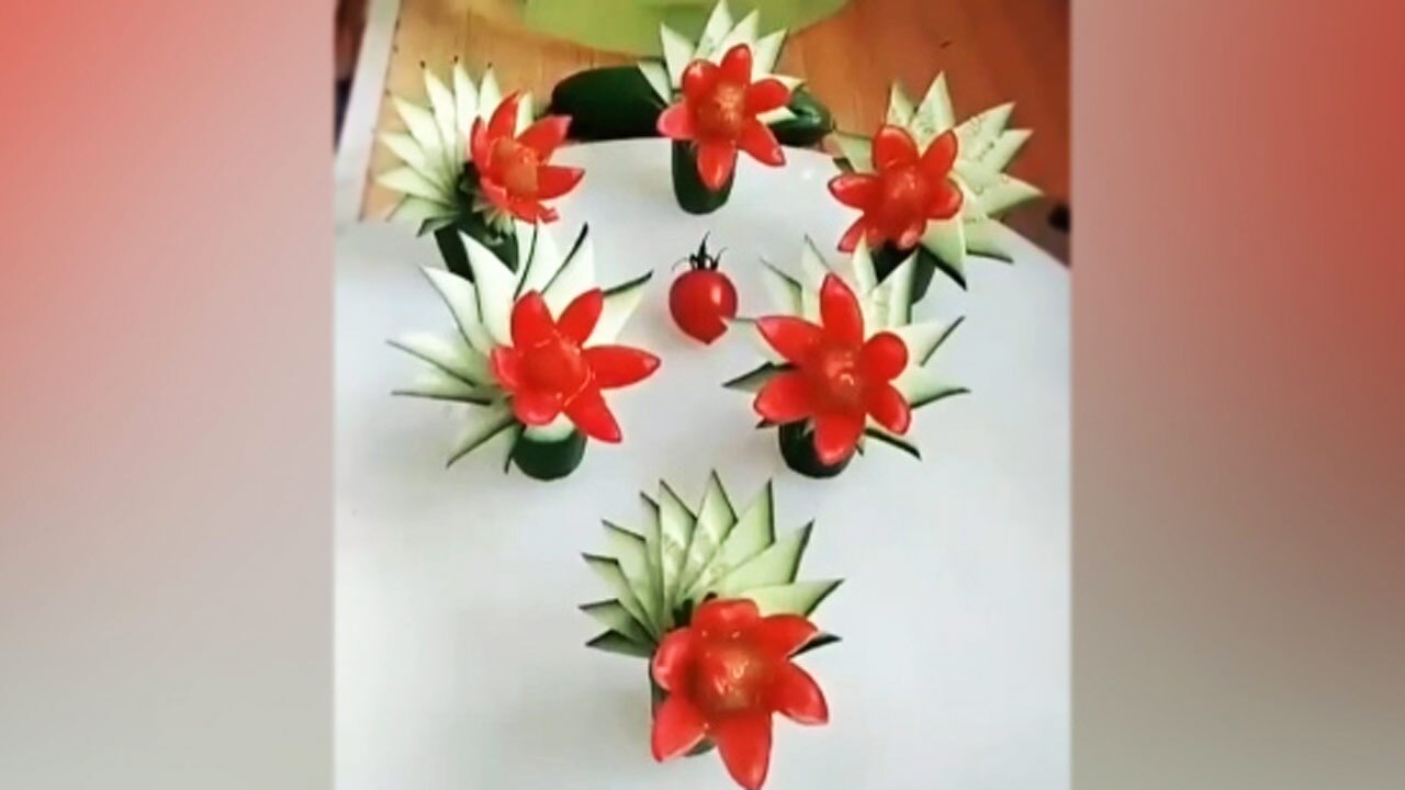 آموزش تزئین سبزیجات برای سالاد و غذا + فیلم