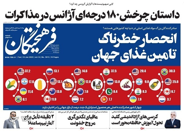 صفحه نخست روزنامه&zwnj;ها - سه&zwnj;شنبه ۲۳ خرداد