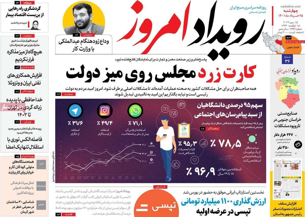 صفحه نخست روزنامه&zwnj;های اصفهان - چهارشنبه ۲۵ خرداد