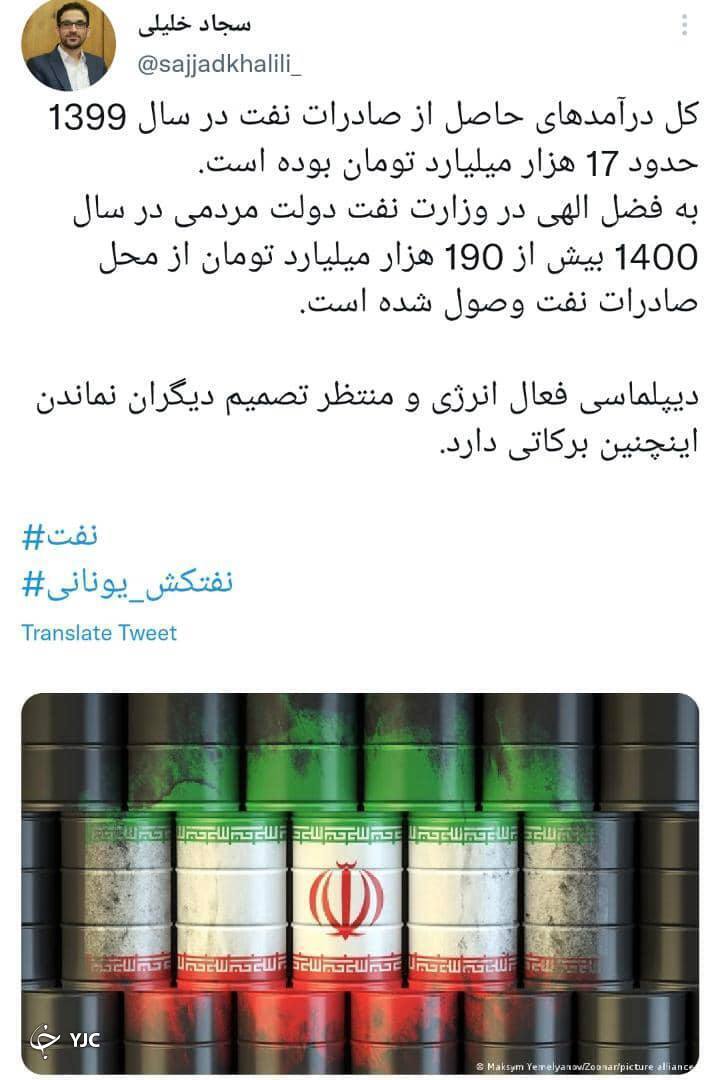 درآمد ۱۹۰ هزار میلیاردی نفتی در سال ۱۴۰۰