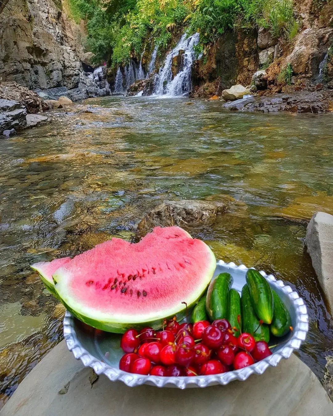 نمایی از آبشار هفت چشمه جاده چالوس + تصاویر
