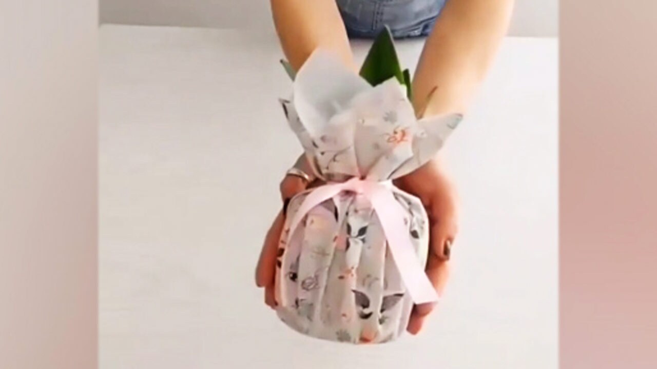 روشی برای کادو کردن گلدان + فیلم